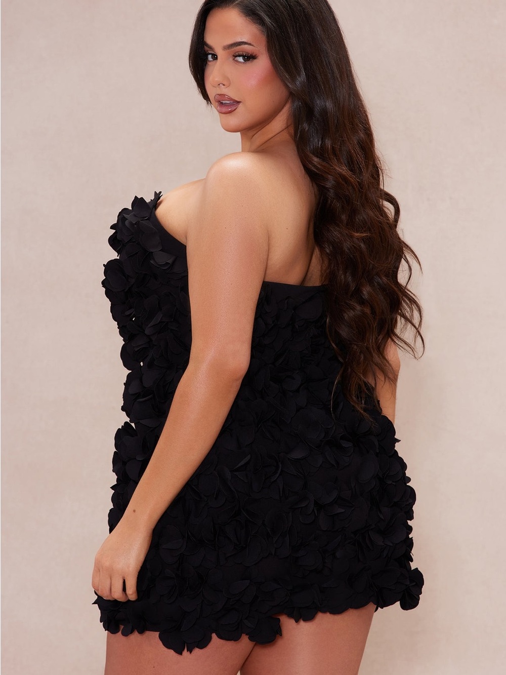 Fashion Nova Strapless Black Floral Appliqué Mini Dress 1x - Picture 3 of 3